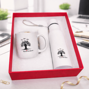 Steel Bottle and Ceramic Mug set in a box