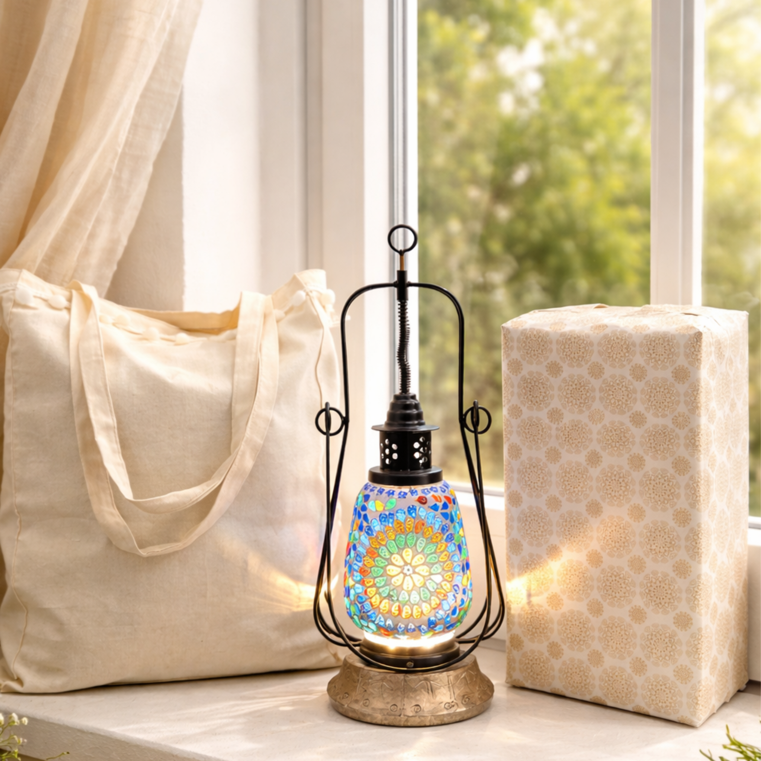 signature mosaic glow lantern