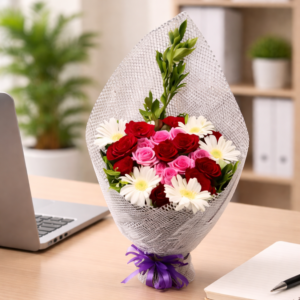 Home classic rose & daisy harmony bouquet