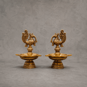 royal peacock diya lamp pair