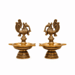 royal peacock diya lamp pair