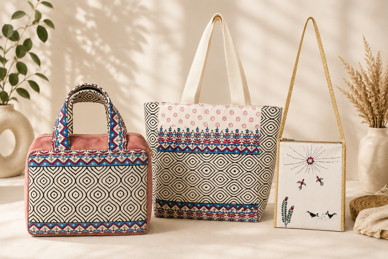 Handcrafted Bags, Pouches and Stoles